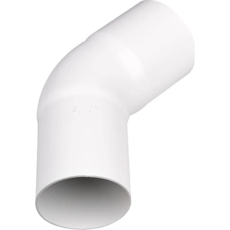 Plastmo bøjning 45 grader, 90 mm, hvid