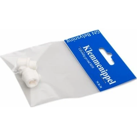 Klemmenippel m/udv. gevind M10 hvid, 2 stk.