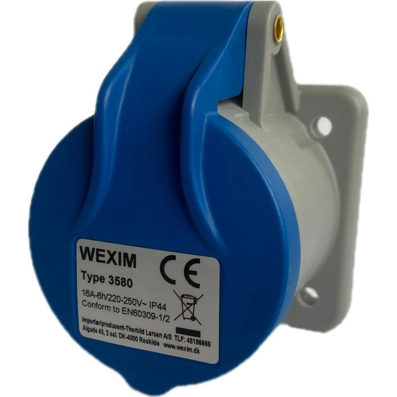 Wexim CEE vægudtag 3P 230V 16A IP44