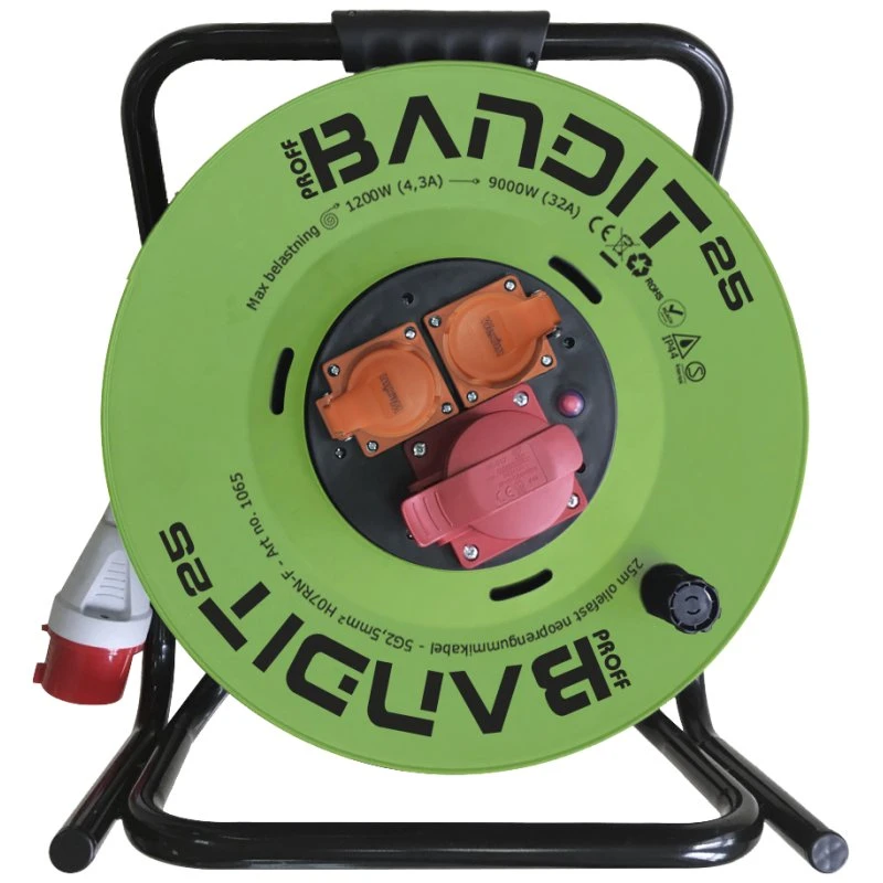 Bandit Kabeltromle 25m 400V/230V med 5G2,5mm² neopren kabel