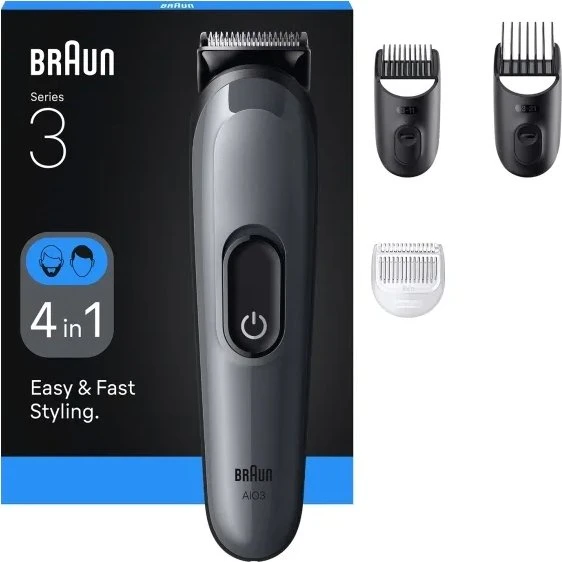 Braun AIO3500 All-in-One hårtrimmer, sort/grå