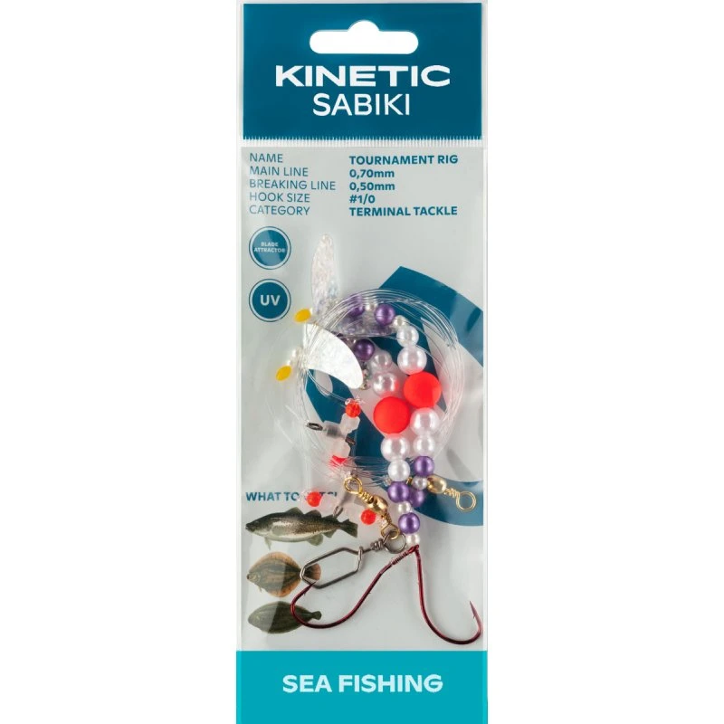 Kinetic Sabiki Tournament Fladfiskeforfang #1/0 Orange Pearl/Silver