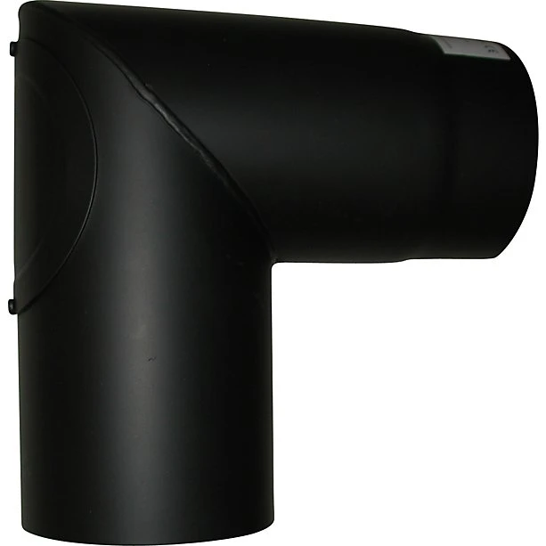 Metalbestos Knærør 90° 150mm med renseklap - Sort