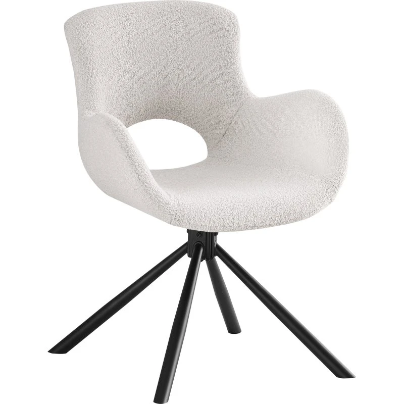 Amorim Spisebordsstol i Off-white Bouclé med Drejefod - Sæt af 2