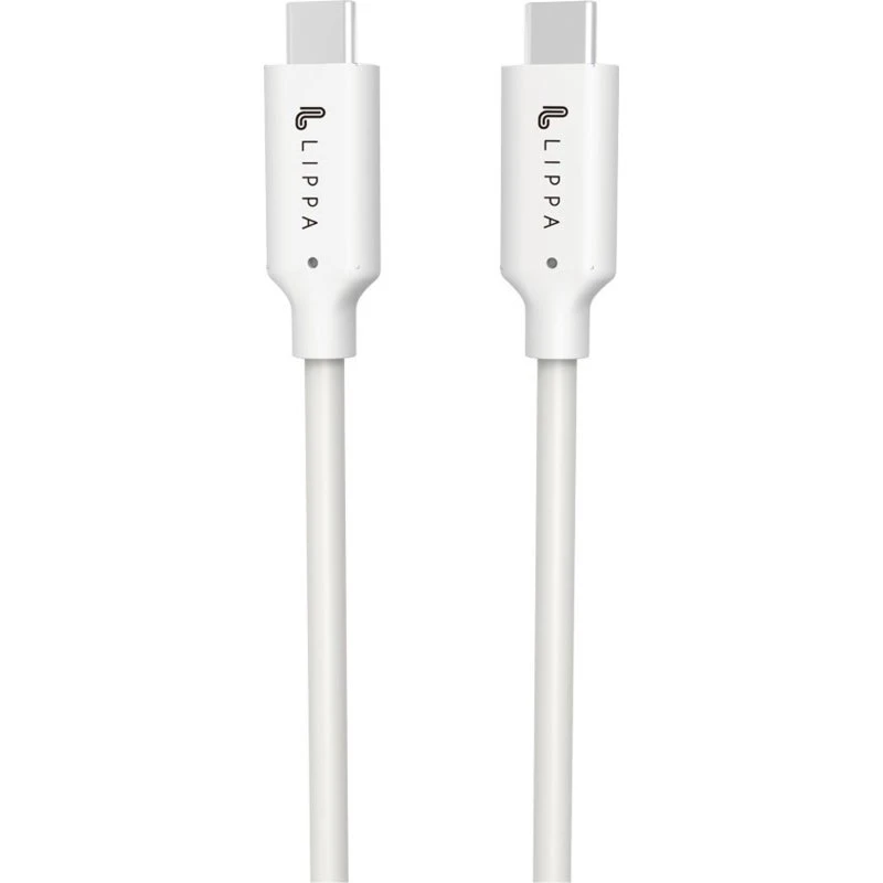 Lippa USB-C til USB-C 100W 10Gbps Kabel, 2m, Hvid