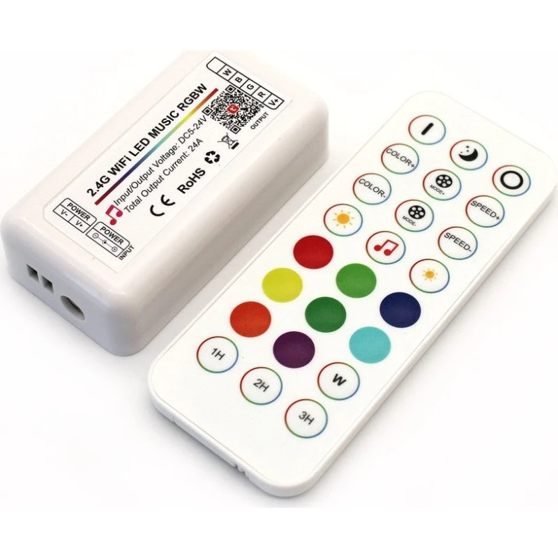 RGB+WW Wifi Controller med fjernbetjening - 12V/24V - Tuya/Smart Life