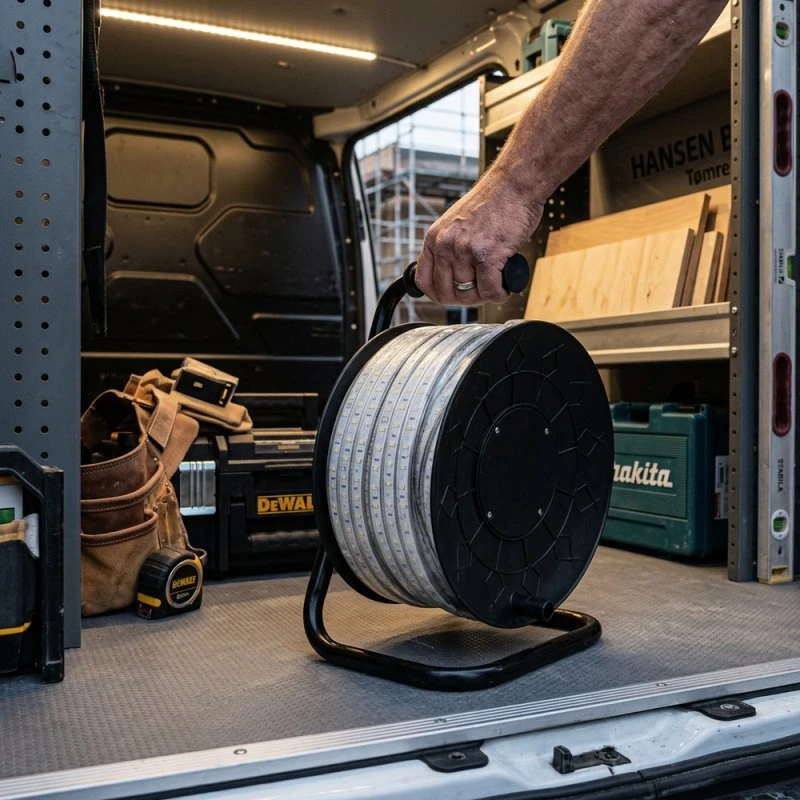 50m Arbejdslys LED strip på tromle ECO - 230V, IP67, Neutral