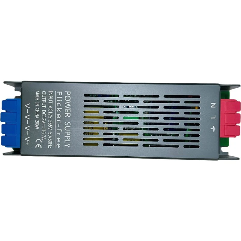 200W 12V DC Strømforsyning, 16,6A, IP20, Flicker-free