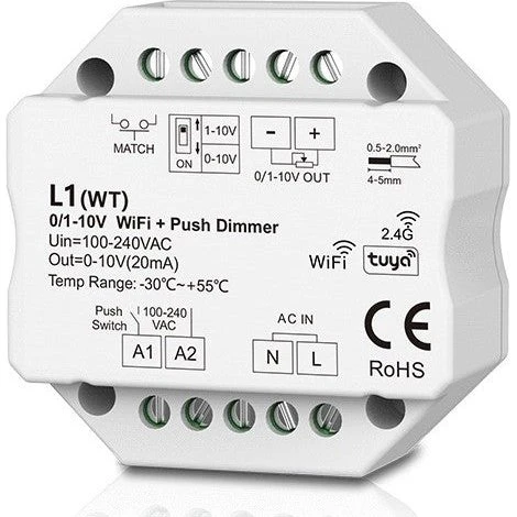 LEDlife rWave 1-10V Wifi indbygningsdæmper, Tuya/Smart Life