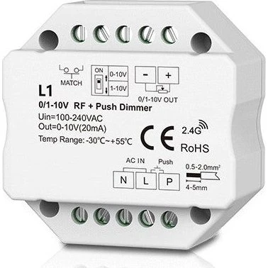 LEDlife rWave 1-10V RF & Push-dim indbygningsdæmper - 230V