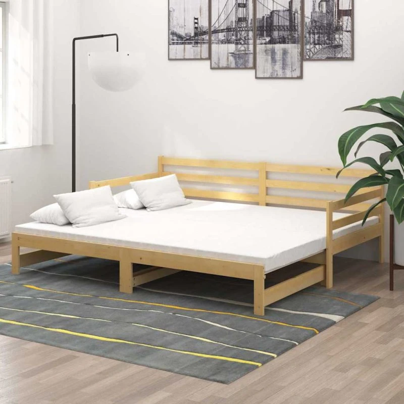 vidaXL Daybed med udtræk 2x90x200 cm i massivt fyrretræ