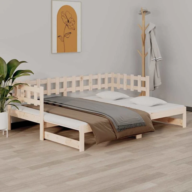 vidaXL Daybed med udtræk 2x(90x200) cm i massivt fyrretræ
