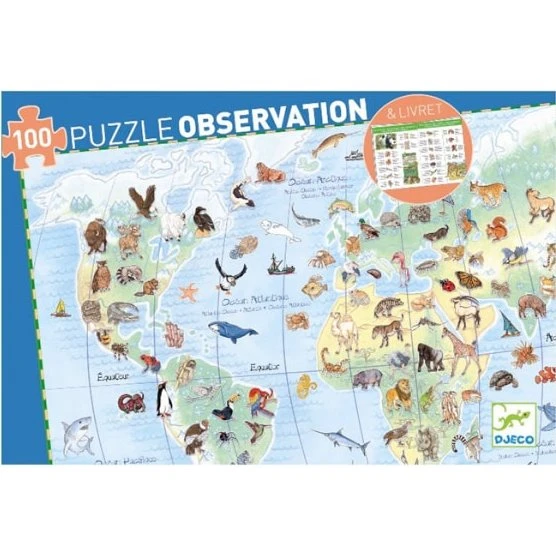 Djeco Observationspuslespil 100 brikker – Verdens dyr