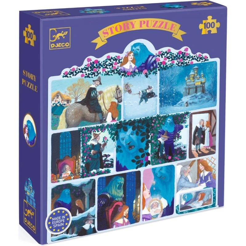 Djeco Story Puzzle 100 brikker – Skønheden og Udyret