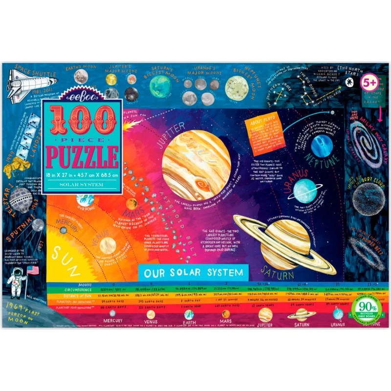 eeBoo Puslespil Solsystemet - 100 brikker