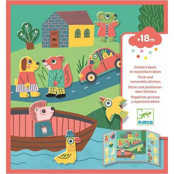 Djeco Genanvendelige Klistermærker – Dyr (fra 18 mdr.)
