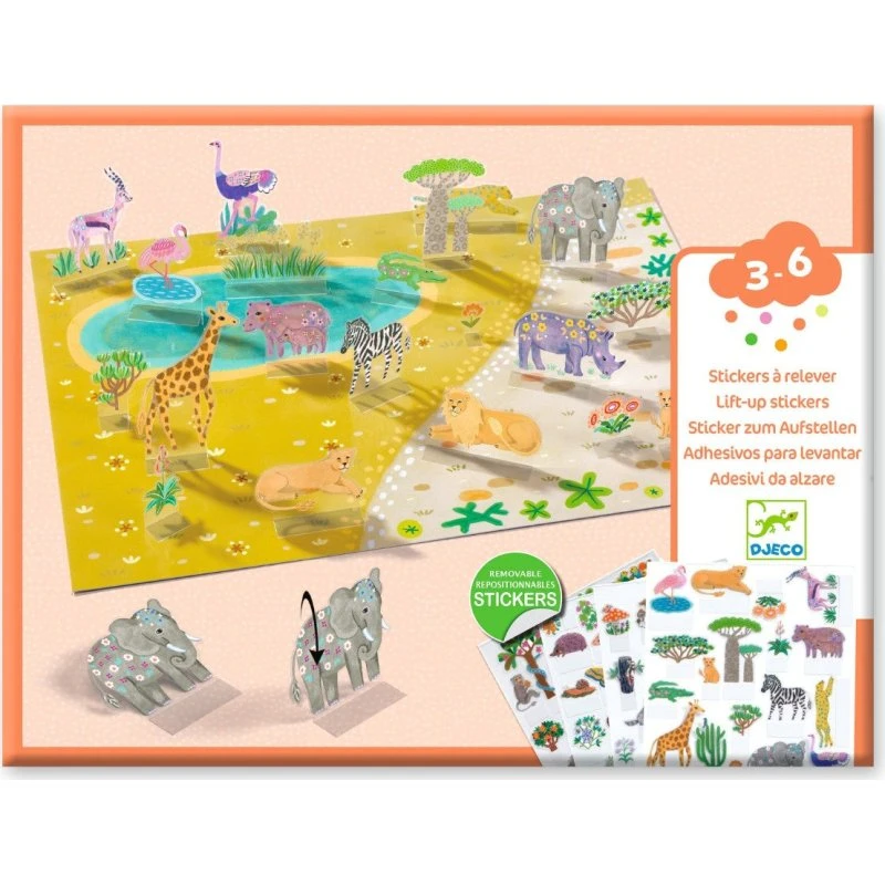 Djeco Klistermærkeleg 3D - Dyr