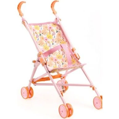 Djeco Pomea dukkeklapvogn Flowers – pink, 54 cm