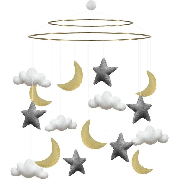 Gamcha uro med skyer, måner og stjerner, grå