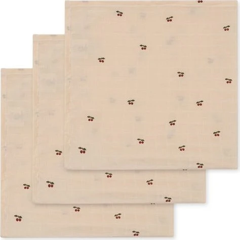 Konges Sløjd Stofbleer 3-pak – Muslin Cherry (100% øko.)