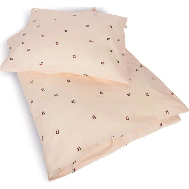 Konges Sløjd baby sengetøj Cherry - rosa bund (økologisk bomuld)