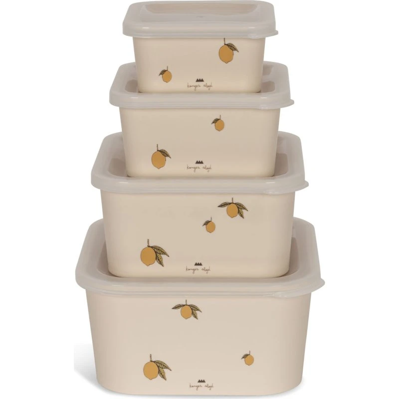 Konges Sløjd Food Container Set – Lemon, 4 stk (200–1200 ml)