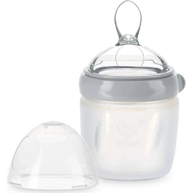 Haakaa Silikoneflaske med ske 160 ml – Grey