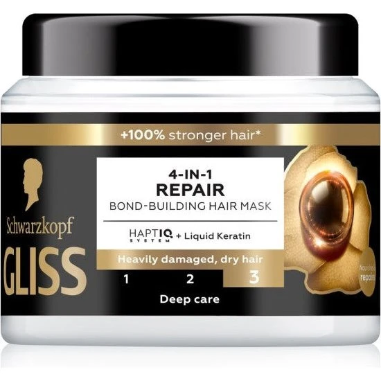 Schwarzkopf Gliss Reparer 4-i-1 Hårmaske til Beskadiget Hår, 400 ml