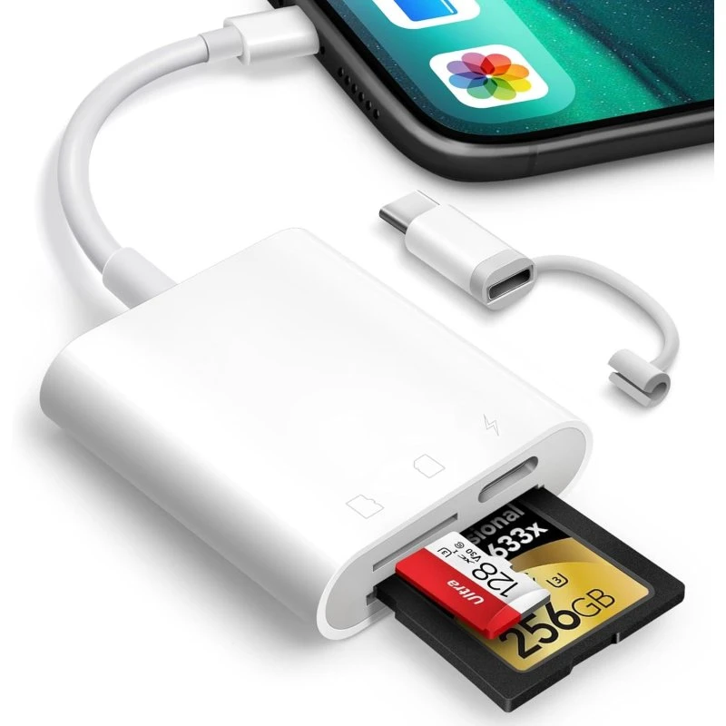 NÖRDIC USB-C & Lightning Kortlæser med PD30W Opladning