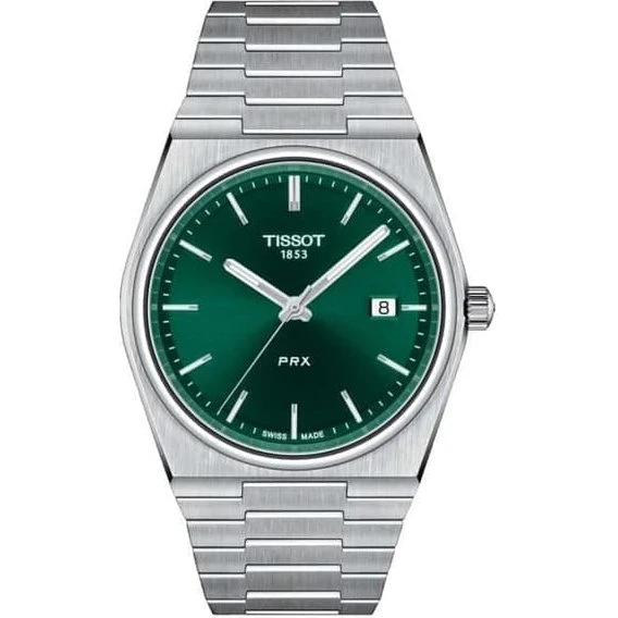 Tissot PRX T137.410.11.091.00 herreur med grøn skive og stållænke