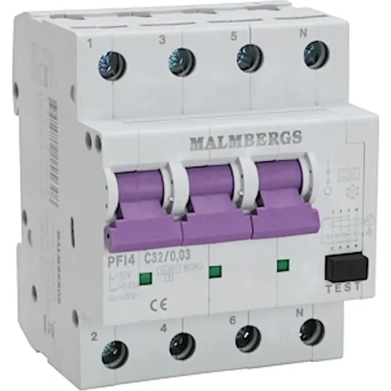 Malmbergs Kombirelæ 32A 30mA 10kA 4-pol