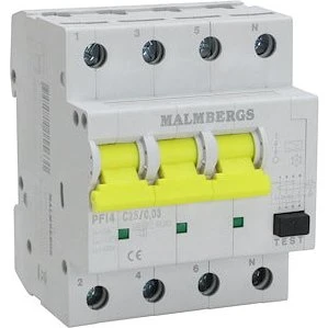 Malmbergs Kombirelæ 25A 30mA 4-pol 10kA