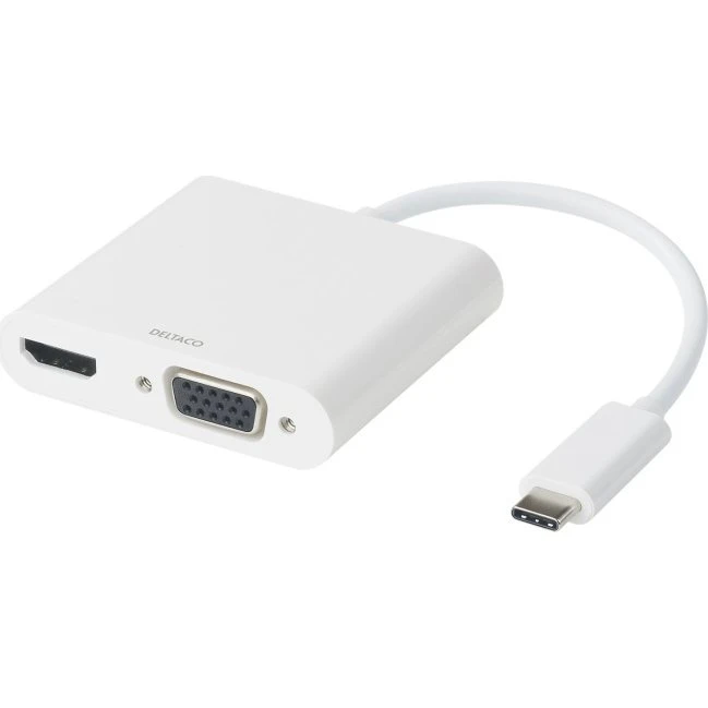 DELTACO USB-C Dockingstation med HDMI, VGA & 100W PD - Hvid