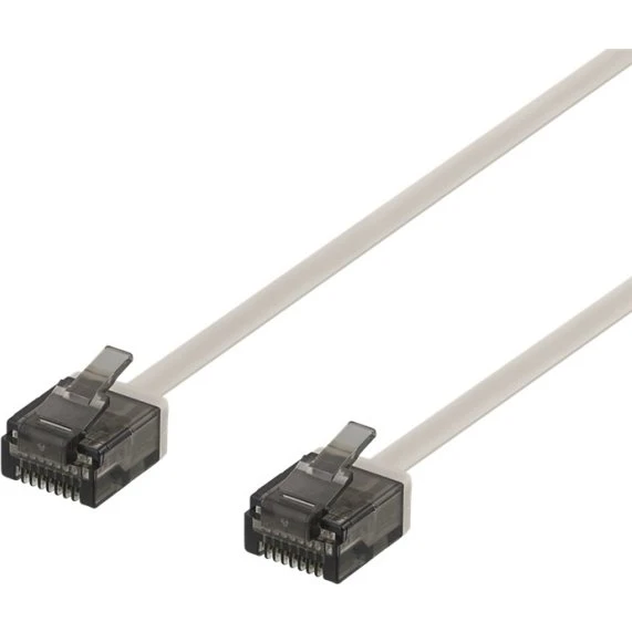 DELTACO Cat6a Fladt Patchkabel, 1m, Grå, 1mm tykt