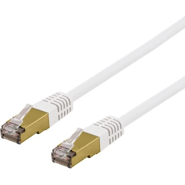 DELTACO S/FTP Cat6a Patchkabel, 1,5m, Hvid, LSZH