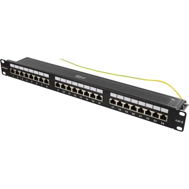 DELTACO STP Patch Panel Cat6 24xRJ45 1U 19" Sort