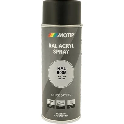 Motip Spraymaling Mat 400 ml – RAL 9017 Trafiksort
