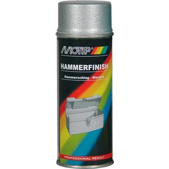 MoTip Hammerfinish Spray 400 ml – Sølv
