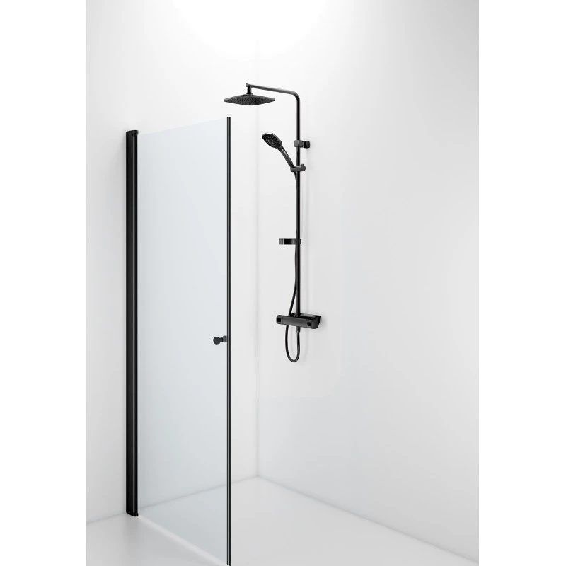 Contura Shower Space brusedør, 87 cm, frostet glas, sort profil