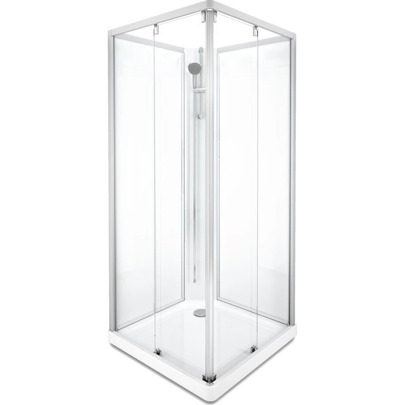 Showerama Classic brusekabine, 90x90 cm, aluminium, klart glas