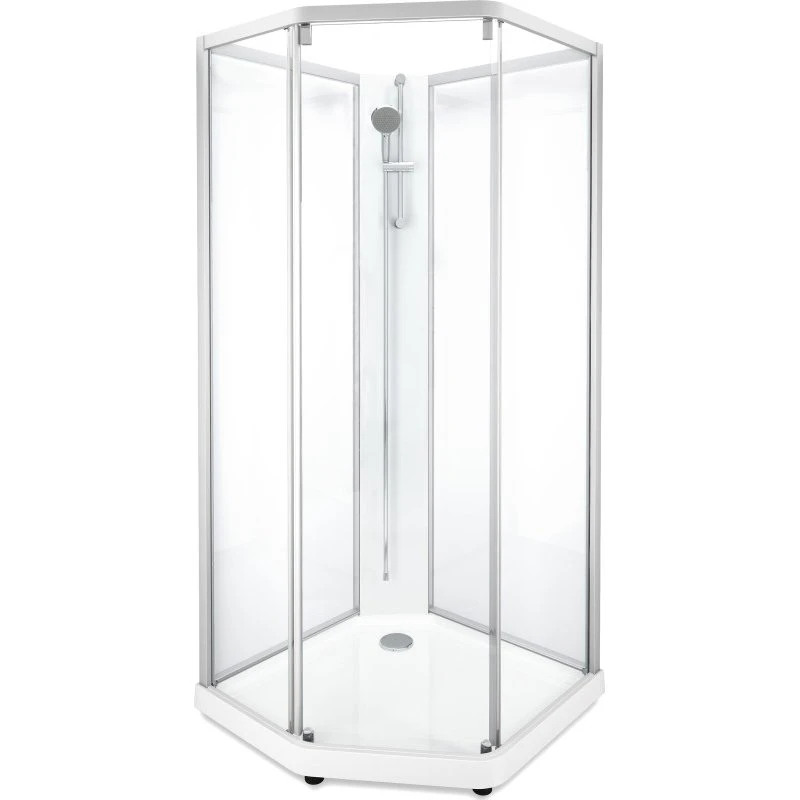 Showerama Classic femkantet brusekabine, 100x100 cm, klart glas
