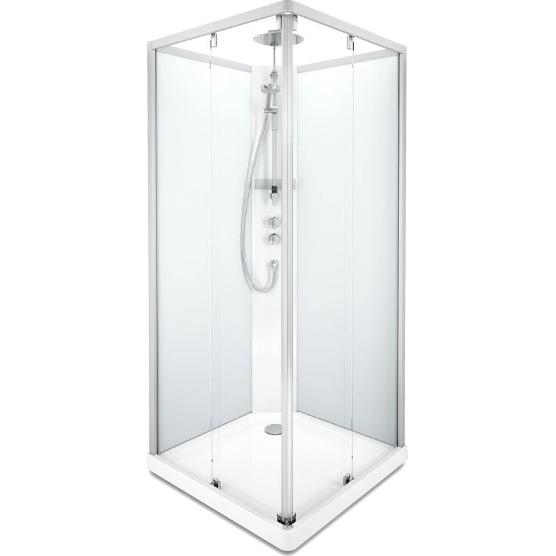 Showerama Comfort brusekabine 90x90 cm - Aluminium & klart glas