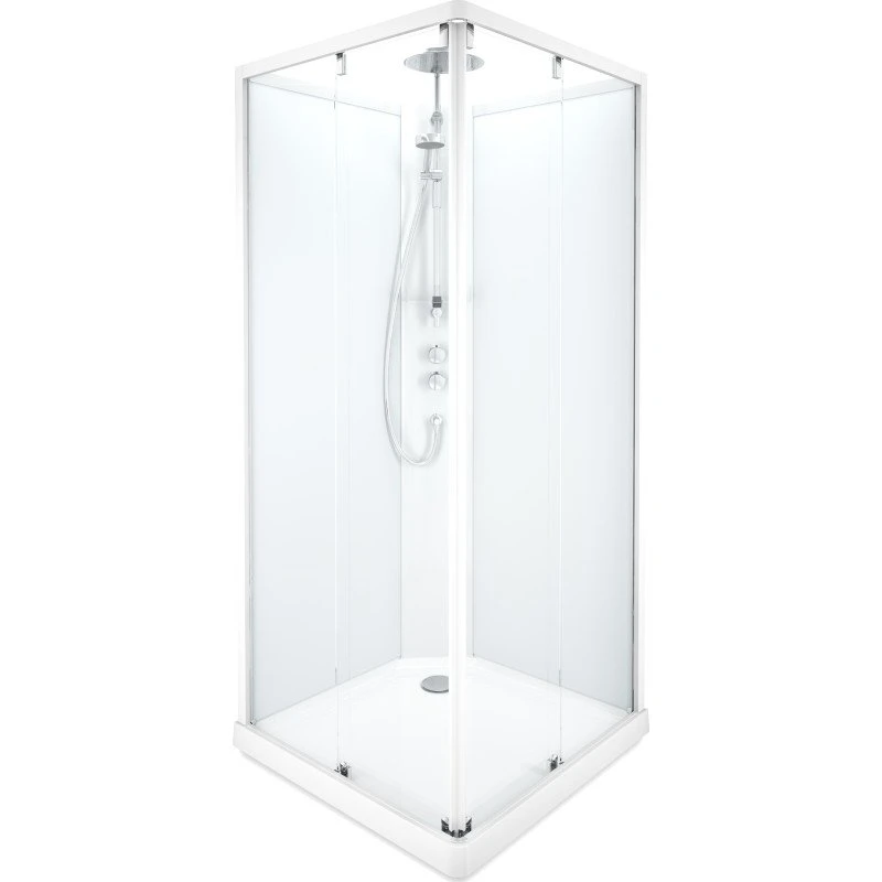 Showerama Comfort brusekabine 90x90 cm - Hvid profil, klart/frostet