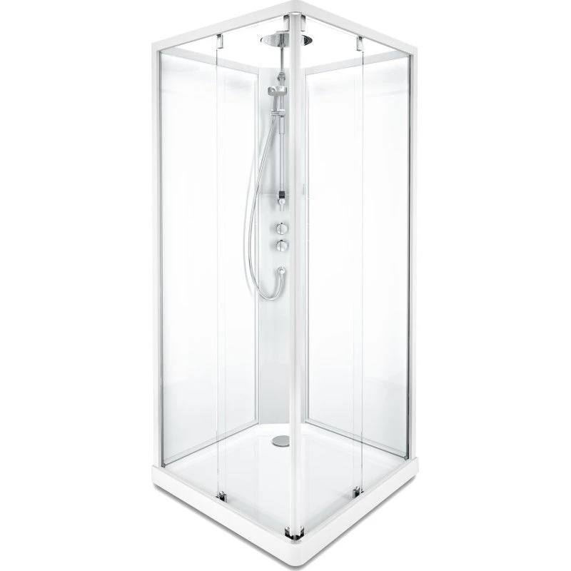 Showerama Comfort brusekabine 90x90 cm, hvid profil, klart glas
