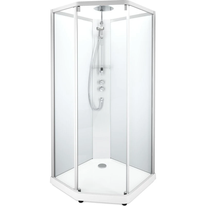 Showerama Comfort brusekabine 100x100 cm, femkantet, klart/frostet