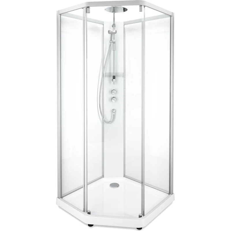 Showerama Comfort brusekabine 80x90 cm, femkantet, klart glas