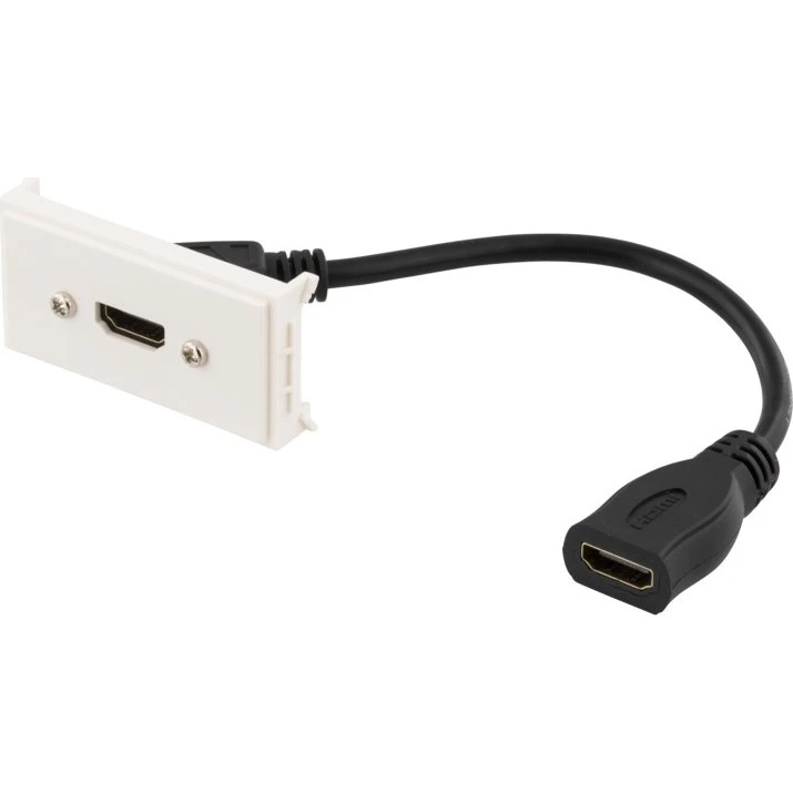 DELTACO Stikpanel 1xHDMI 19-pin hun, 0,2m, hvid