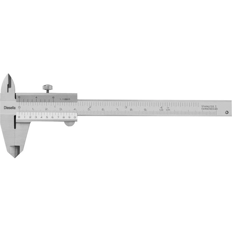 Diesella Skydelære med skruelås 0-100x0,05 mm og 30 mm kæber