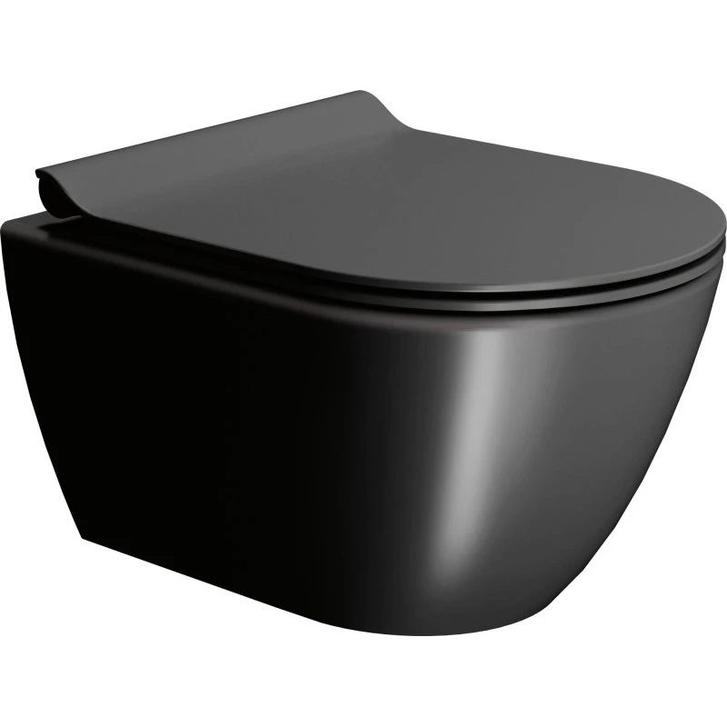 GSI Pura væghængt toilet, mat sort, uden skyllekant