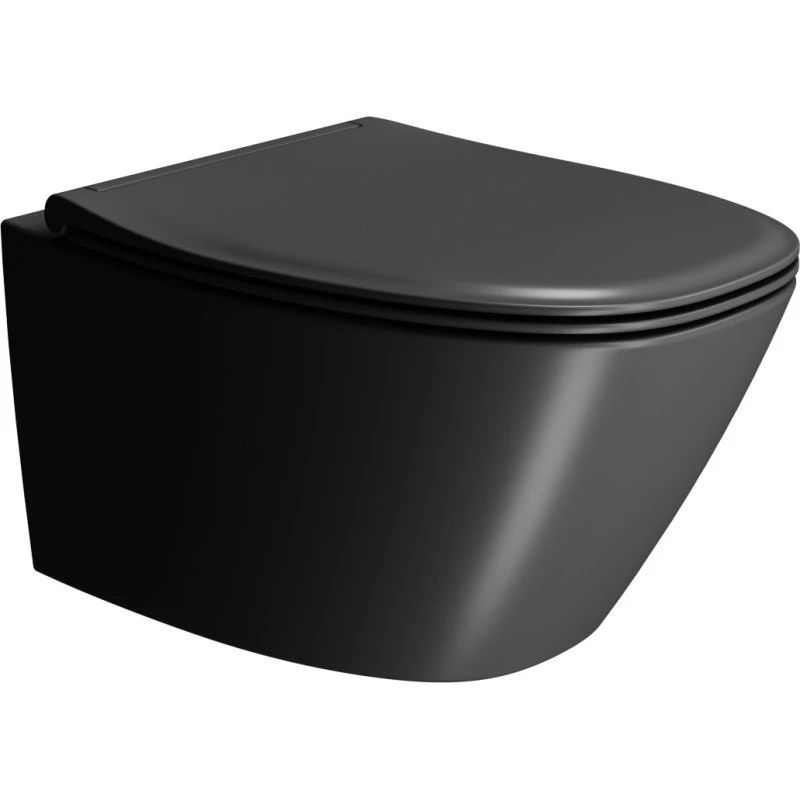 GSI Modo+ væghængt toilet, mat sort, uden skyllekant